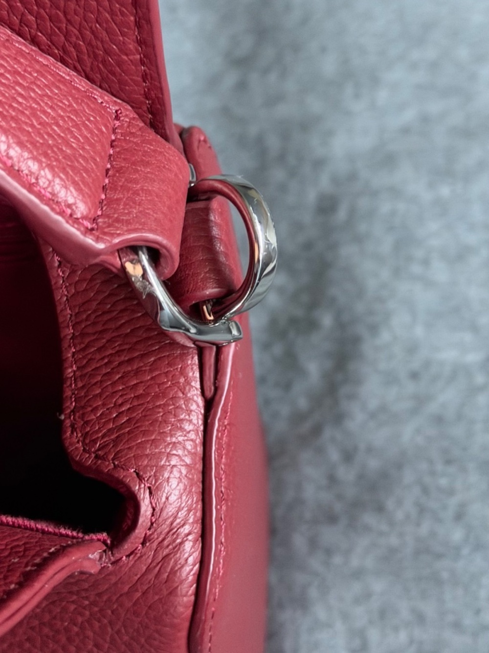 Quince Italian Leather Patchwork Crossbody | Merlot | Gently Used - Picture 5 of 7